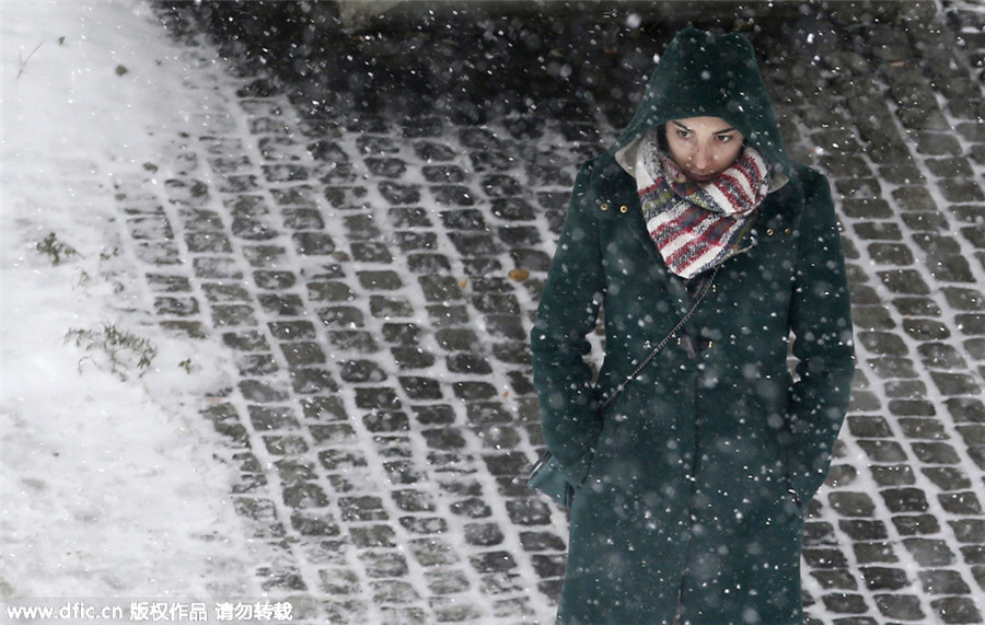 First snowfall of winter in parts of Europe