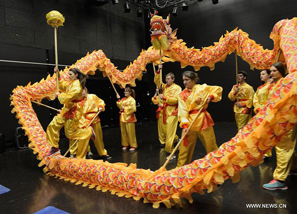 Croatian students perform Dragon dance for Chinese New Year