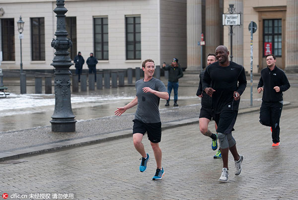 Facebook's Zuckerberg jogging around the world