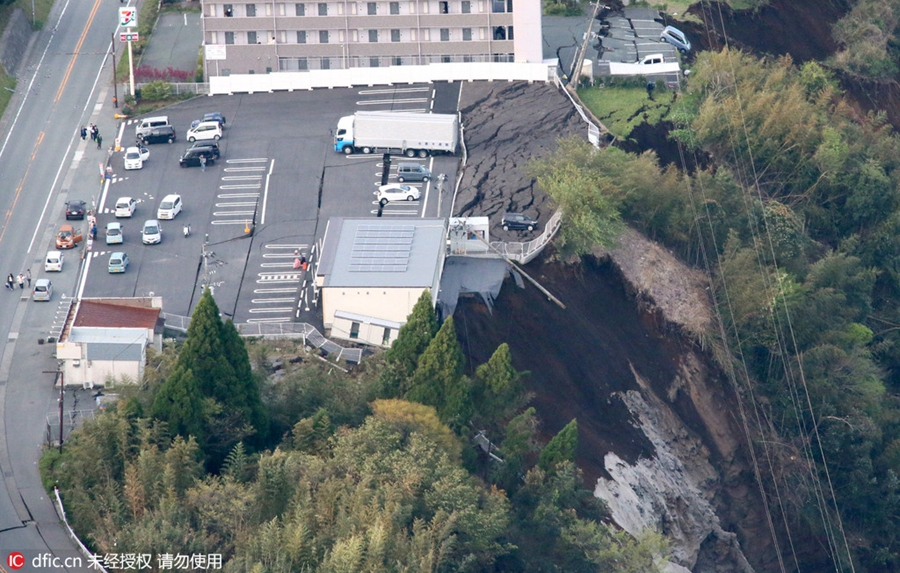 Aerial shots show Japan prefecture devastated by earthquake