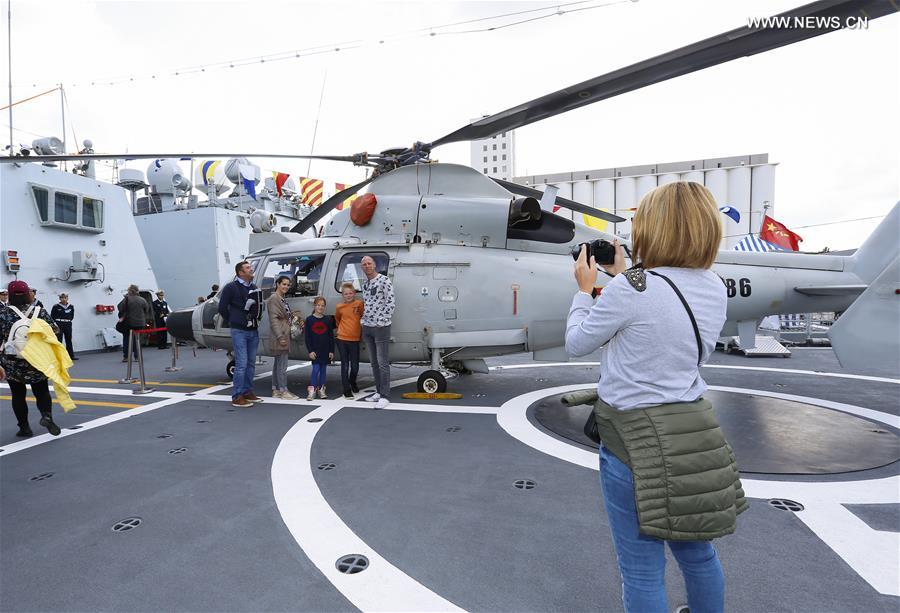 PLA Navy frigates introduced to visitors at Port of Antwerp, Belgium